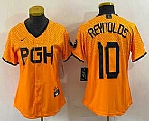 Women's Pittsburgh Pirates #10 Bryan Reynolds Yellowd 2023 City Connect Stitched Jersey,baseball caps,new era cap wholesale,wholesale hats